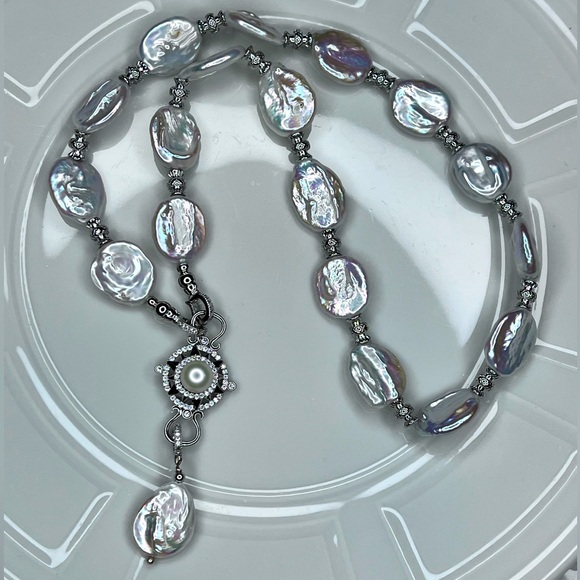 💕💕 Handmade Freshwater Baroque Pearl 3 In 1 Pendant Extender Necklace - Picture 1 of 6